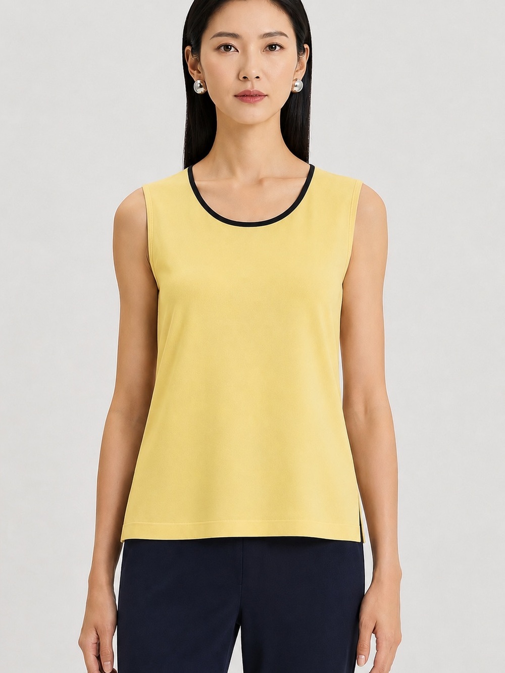 Ming Wang Mid-Length Scoop Neck Knit Tank